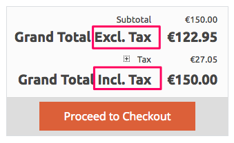 VATのExcl とInclの価格表示