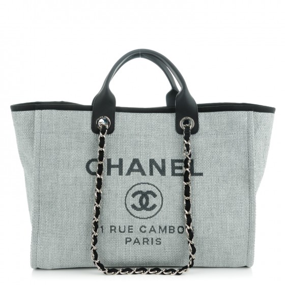 CHANEL Canvas Large Deauville Tote Grey